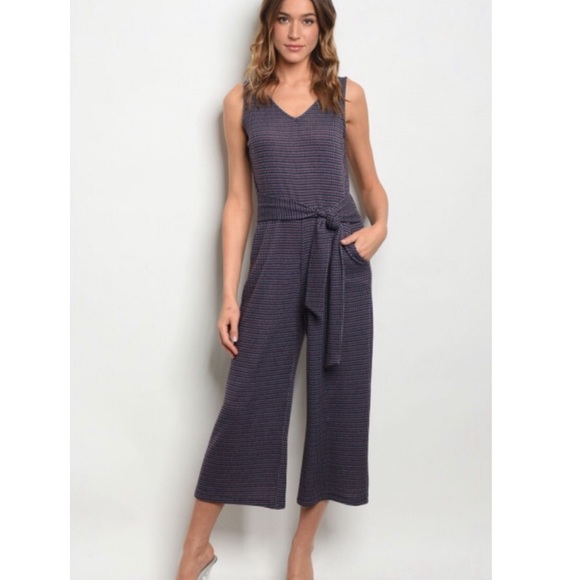 Navy and Burgundy Jumpsuit M - Picture 2 of 6